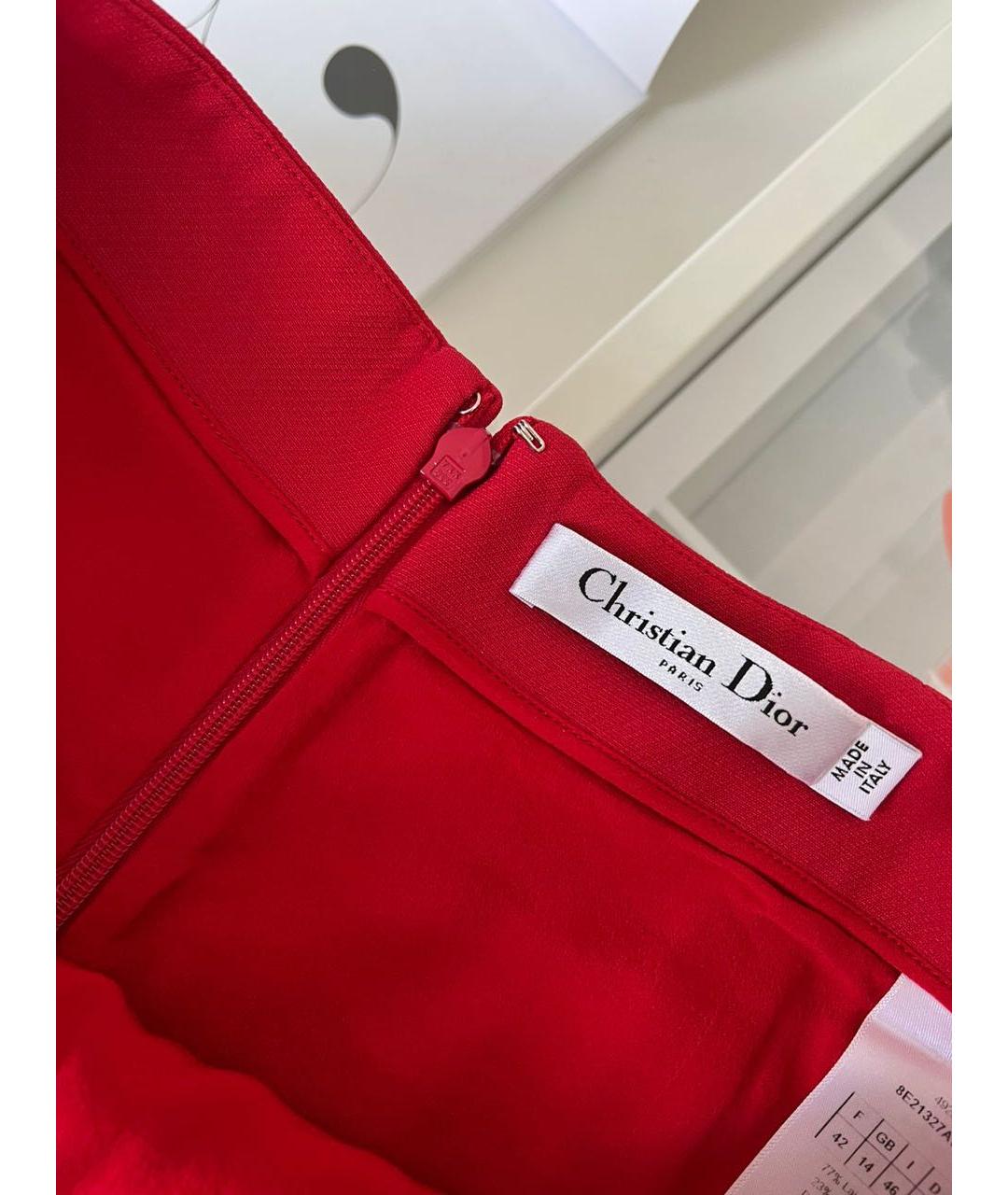 CHRISTIAN DIOR Красная шерстяная юбка мини, фото 3