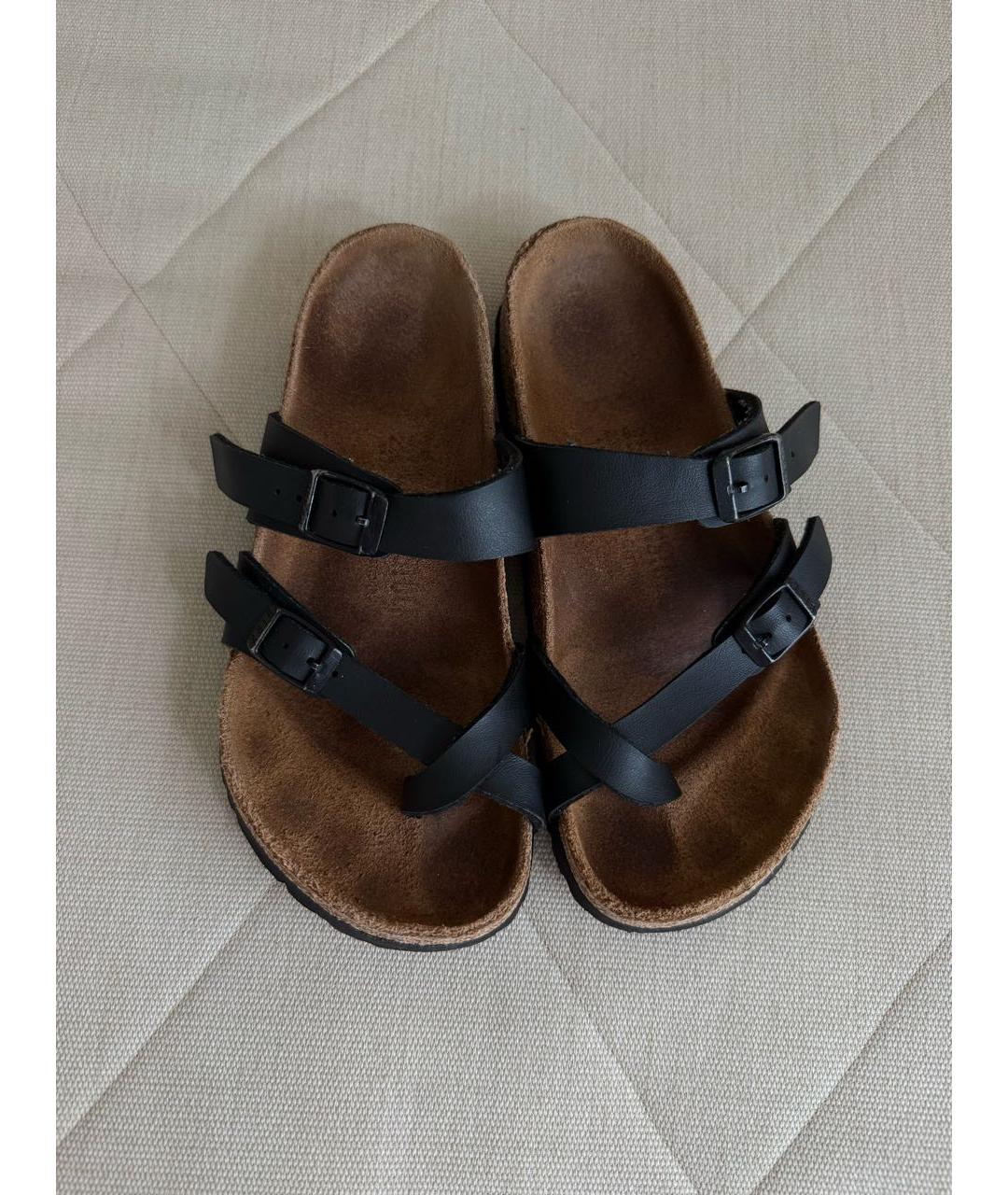 BIRKENSTOCK Черные кожаные шлепанцы, фото 4
