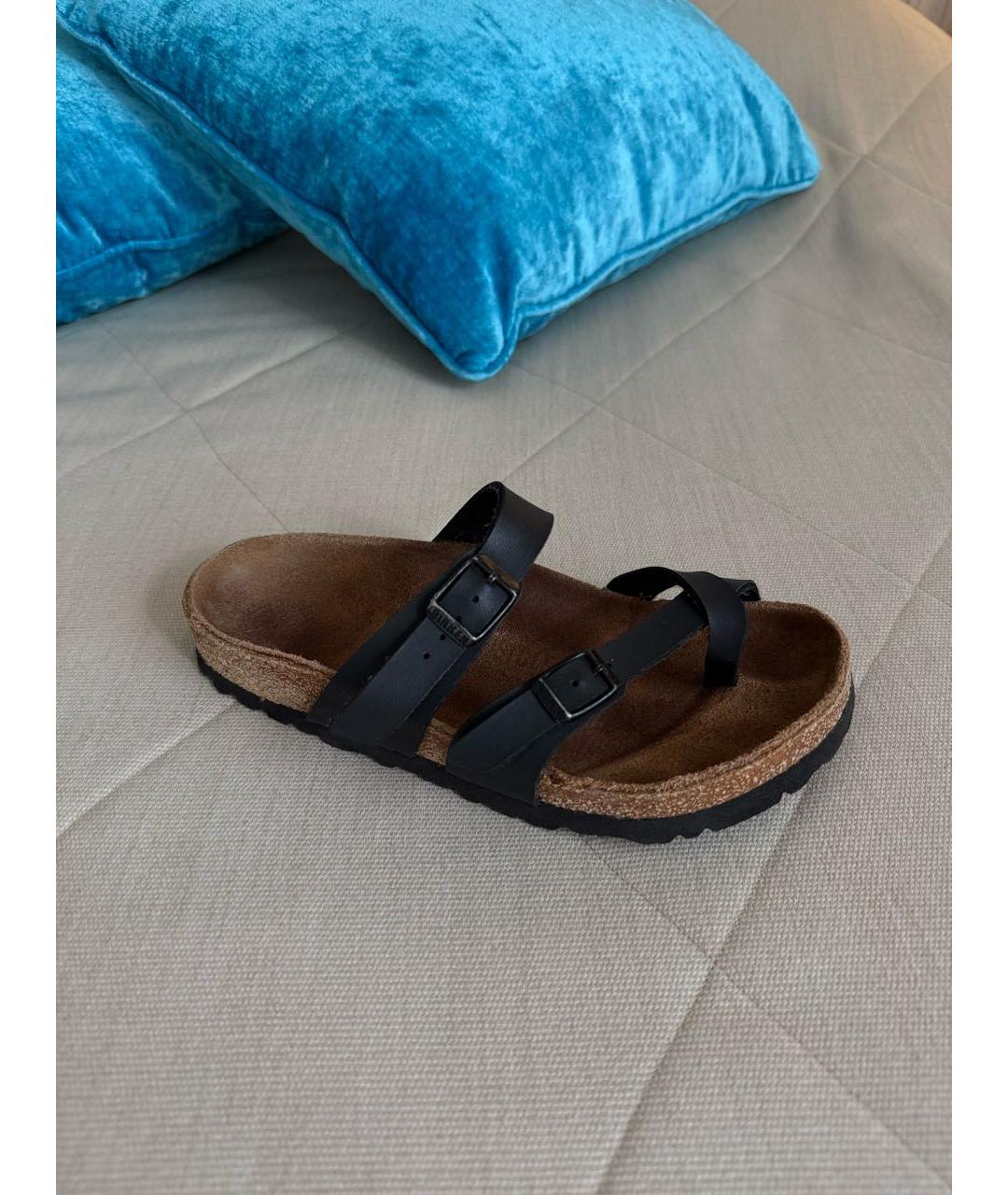 BIRKENSTOCK Черные кожаные шлепанцы, фото 2
