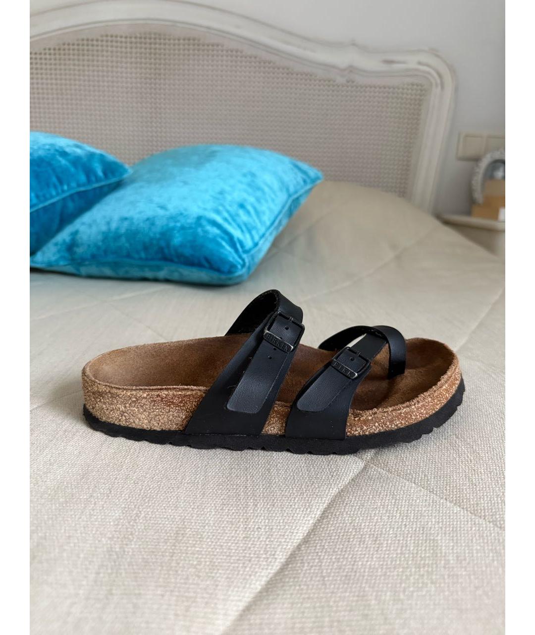 BIRKENSTOCK Черные кожаные шлепанцы, фото 9