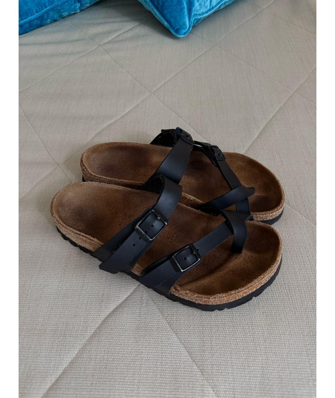 BIRKENSTOCK Черные кожаные шлепанцы, фото 6