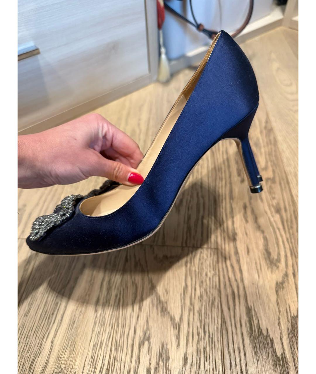 MANOLO BLAHNIK Синие текстильные туфли, фото 5