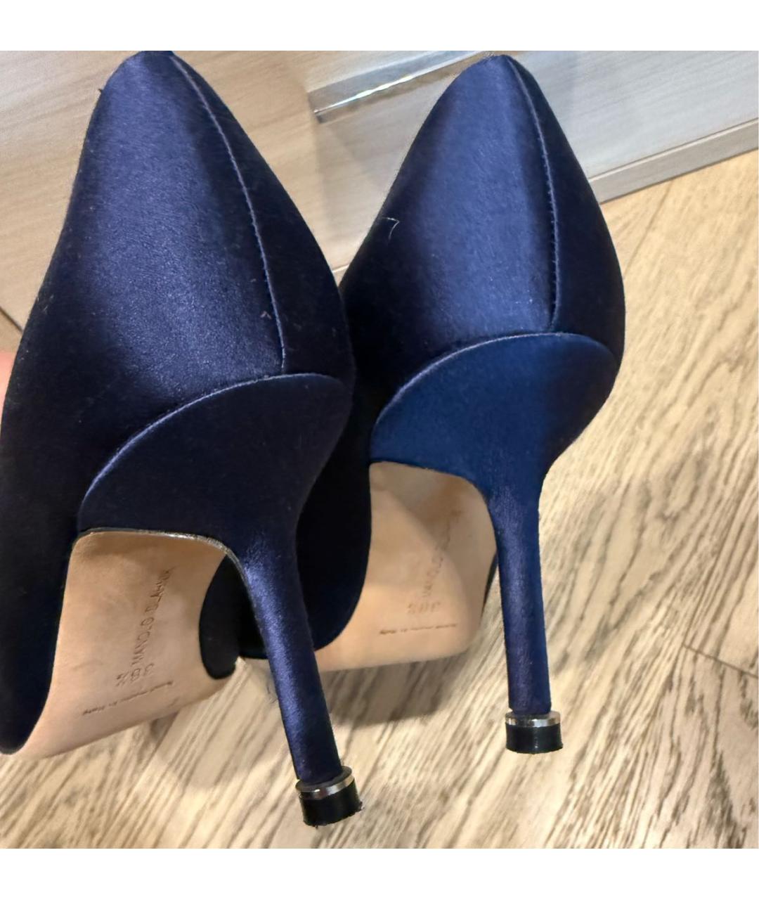 MANOLO BLAHNIK Синие текстильные туфли, фото 4