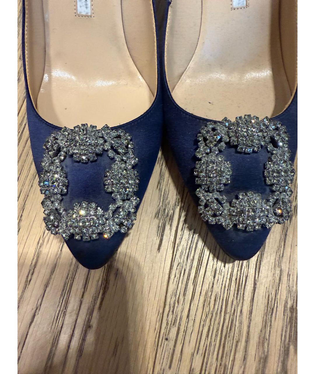 MANOLO BLAHNIK Синие текстильные туфли, фото 3