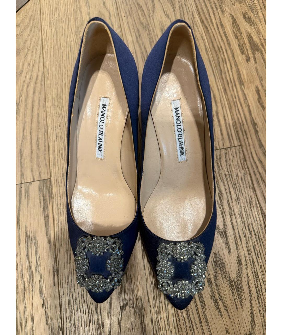 MANOLO BLAHNIK Синие текстильные туфли, фото 2