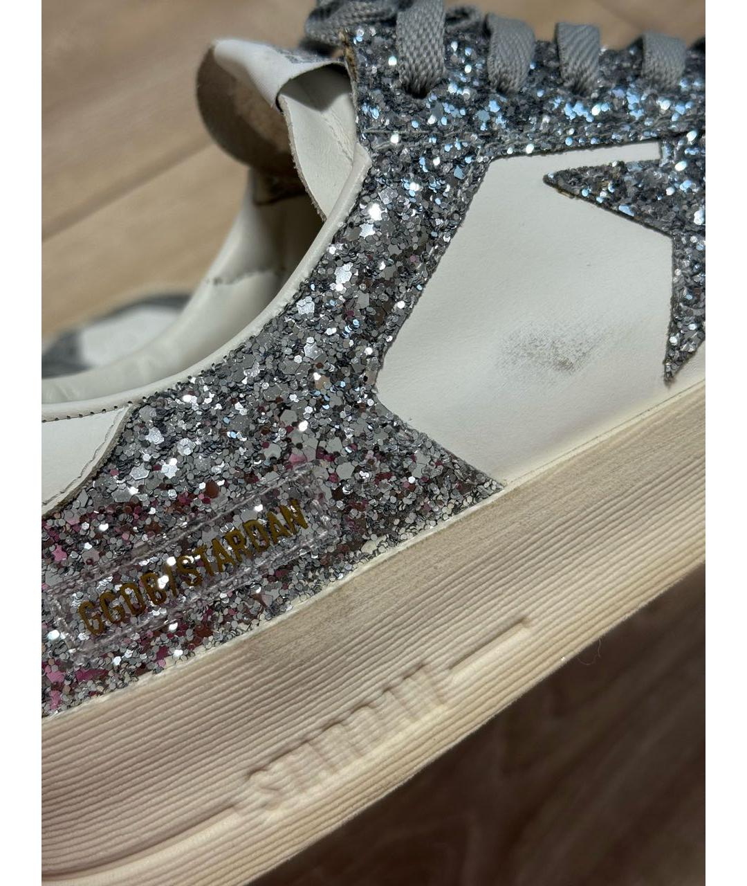 GOLDEN GOOSE DELUXE BRAND Серебряные кожаные кеды, фото 6
