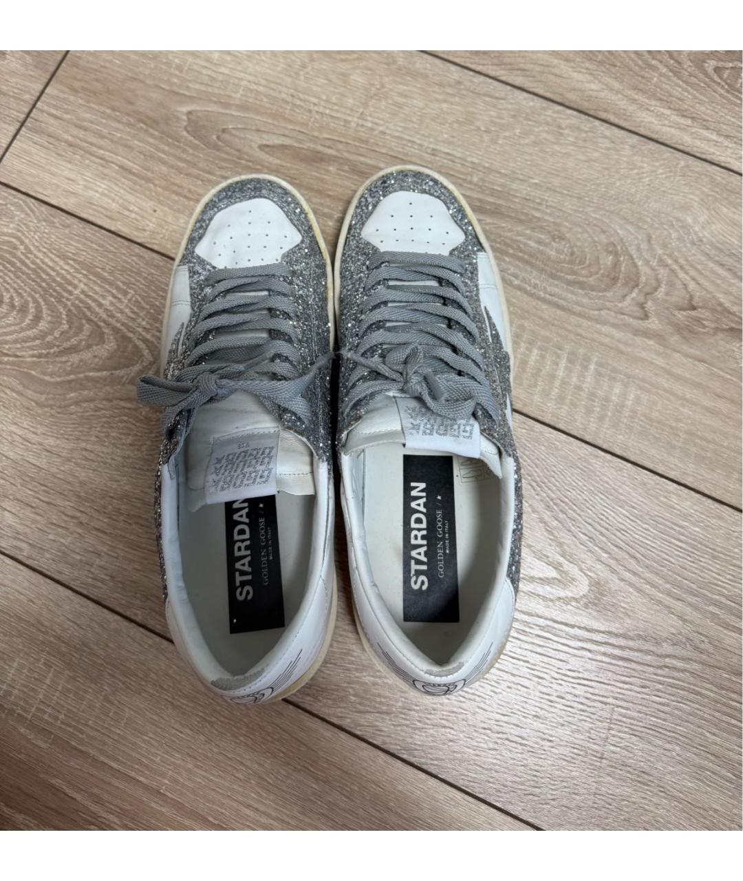 GOLDEN GOOSE DELUXE BRAND Серебряные кожаные кеды, фото 3