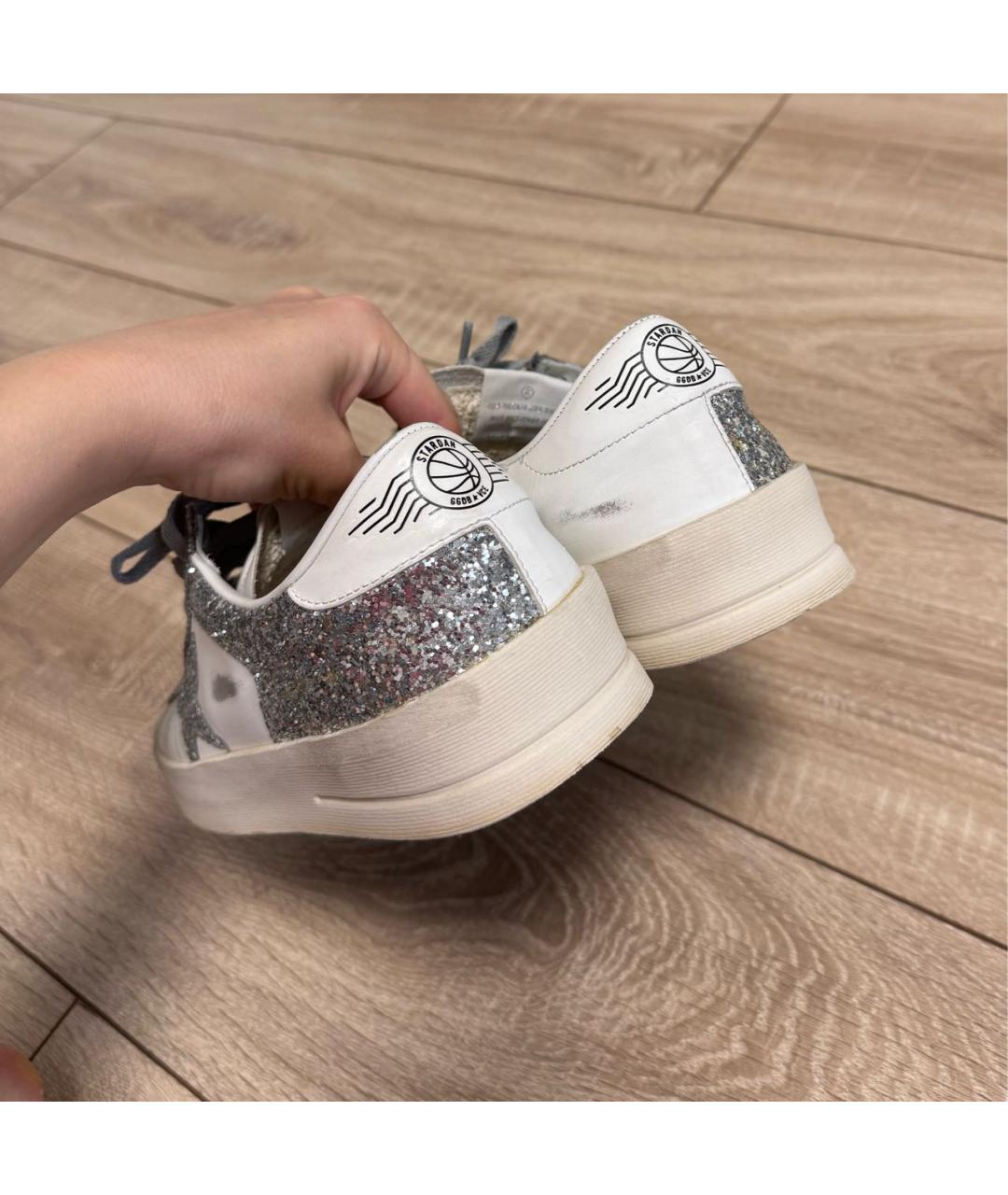 GOLDEN GOOSE DELUXE BRAND Серебряные кожаные кеды, фото 4