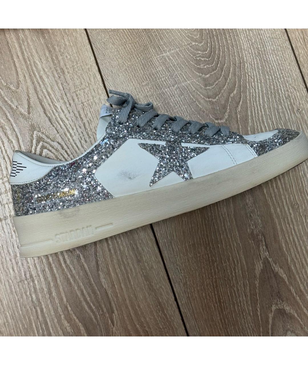GOLDEN GOOSE DELUXE BRAND Серебряные кожаные кеды, фото 7