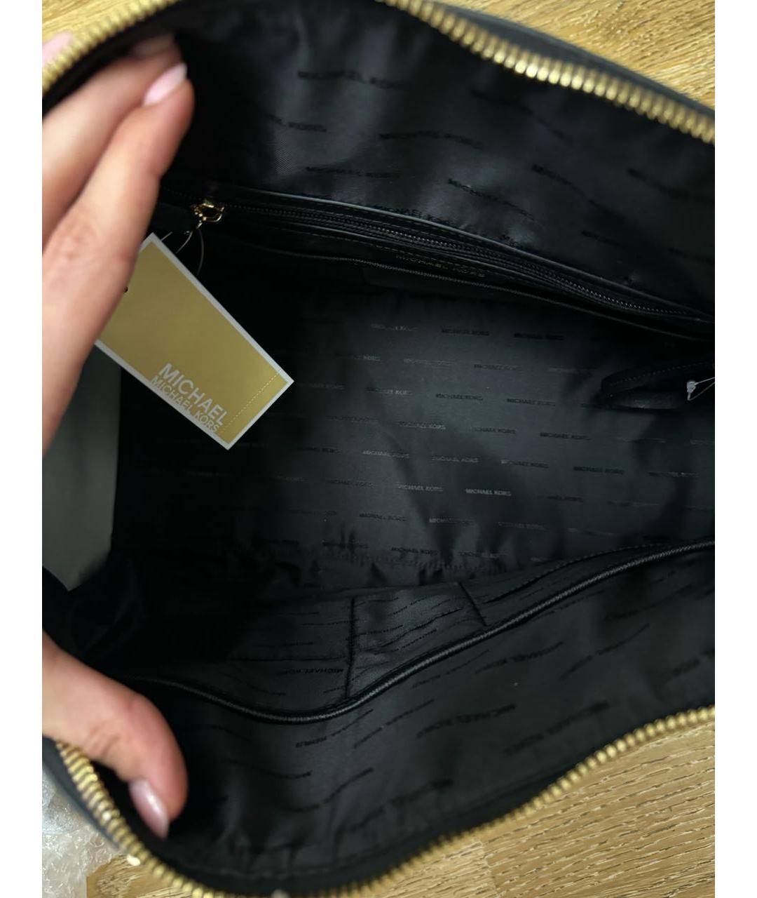 MICHAEL KORS Черная кожаная дорожная/спортивная сумка, фото 6