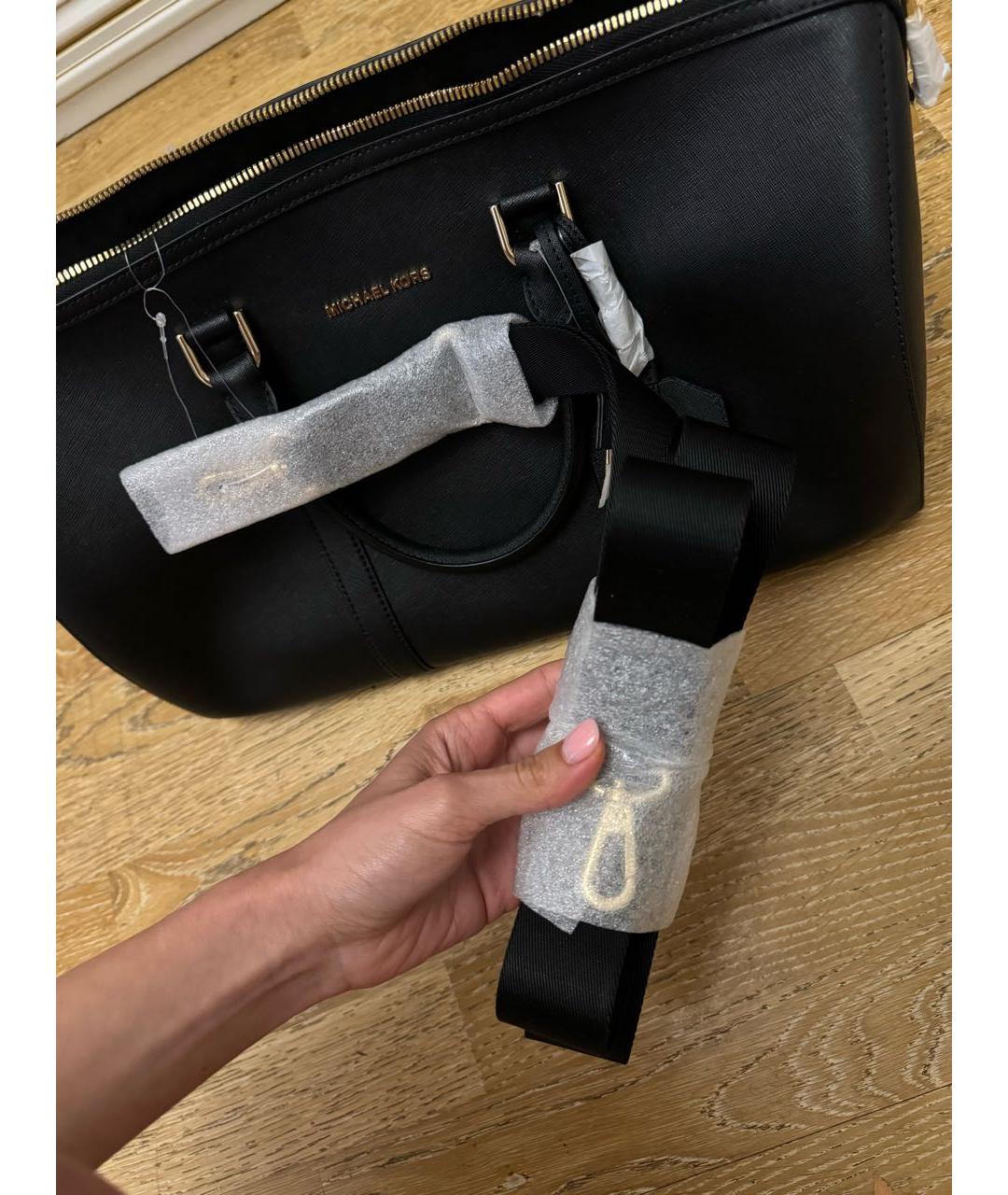 MICHAEL KORS Черная кожаная дорожная/спортивная сумка, фото 5