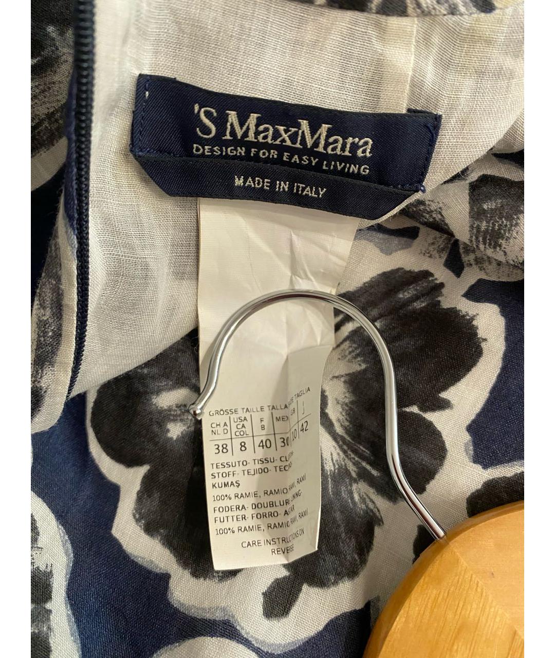 'S MAX MARA Синее льняное повседневное платье, фото 3