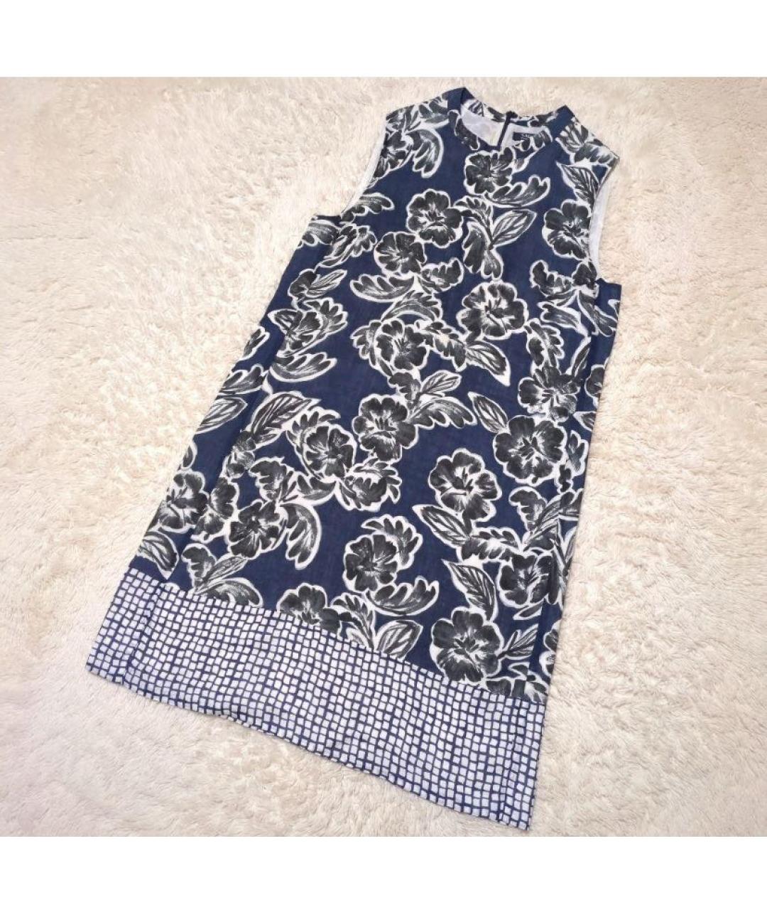 'S MAX MARA Синее льняное повседневное платье, фото 7