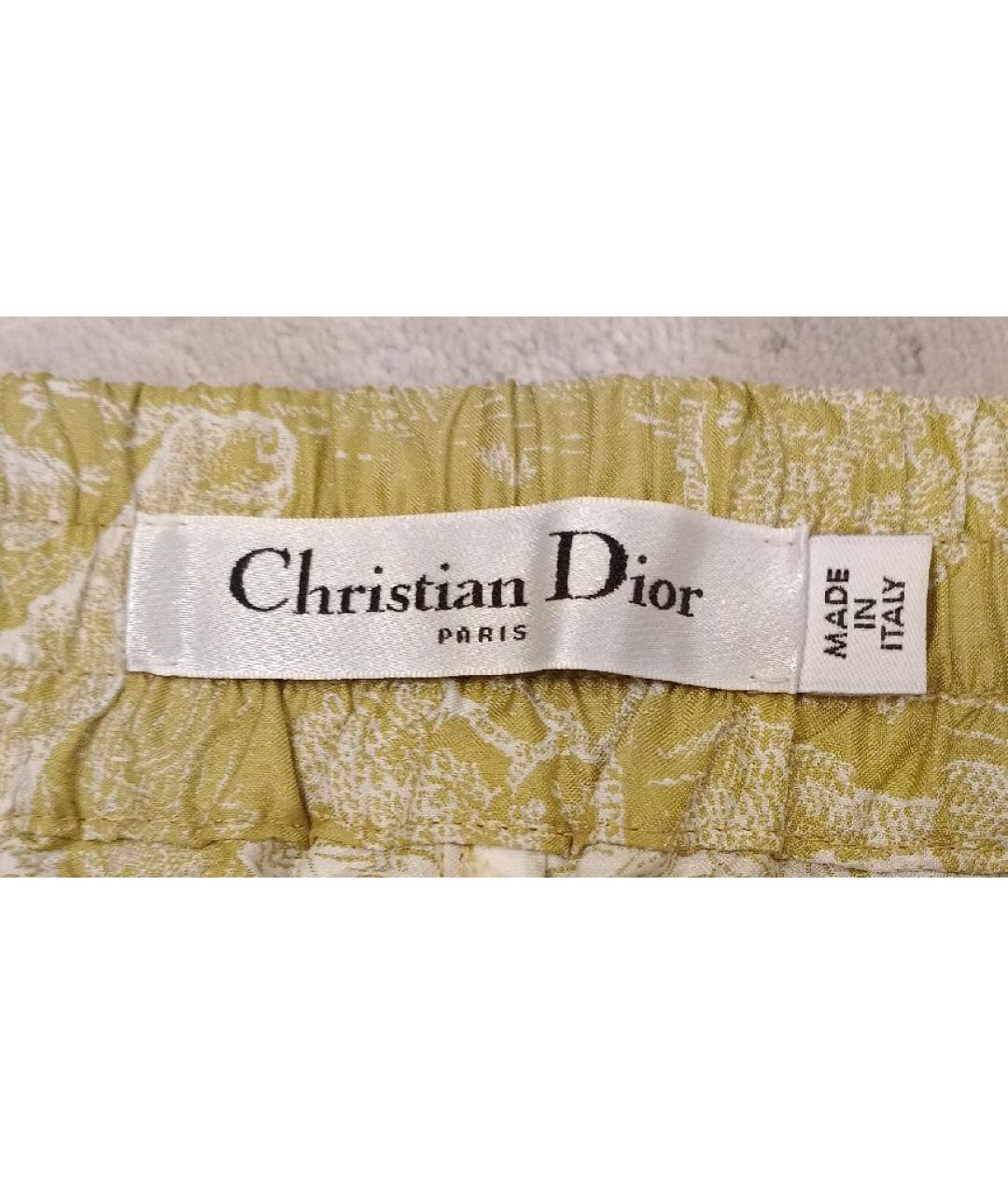 CHRISTIAN DIOR Горчичные полиэстеровые шорты, фото 5