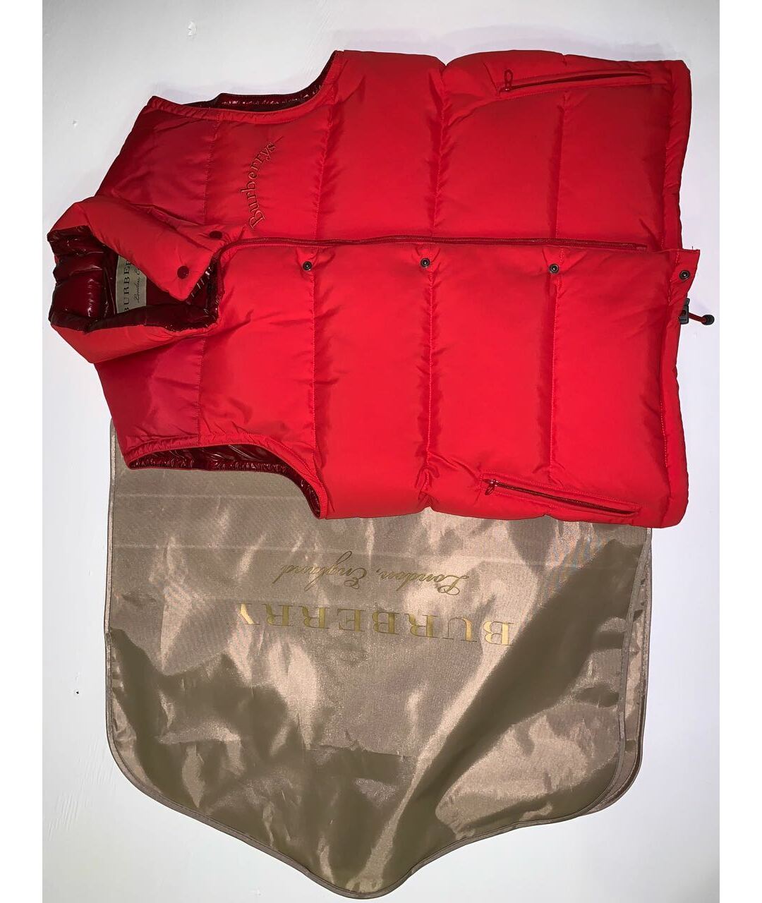 BURBERRY Красный полиамидовый жилет, фото 3