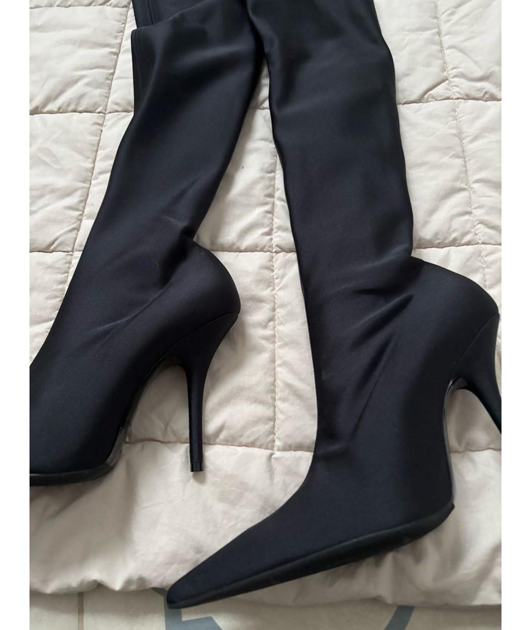 BALENCIAGA Черные кожаные ботфорты, фото 3