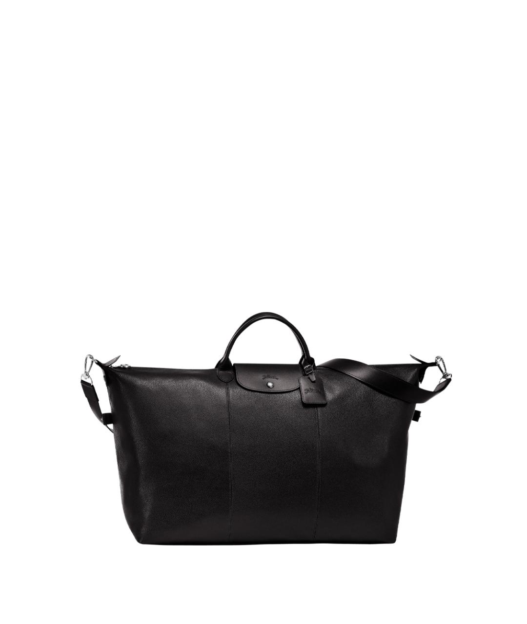 LONGCHAMP Черная кожаная дорожная/спортивная сумка, фото 1