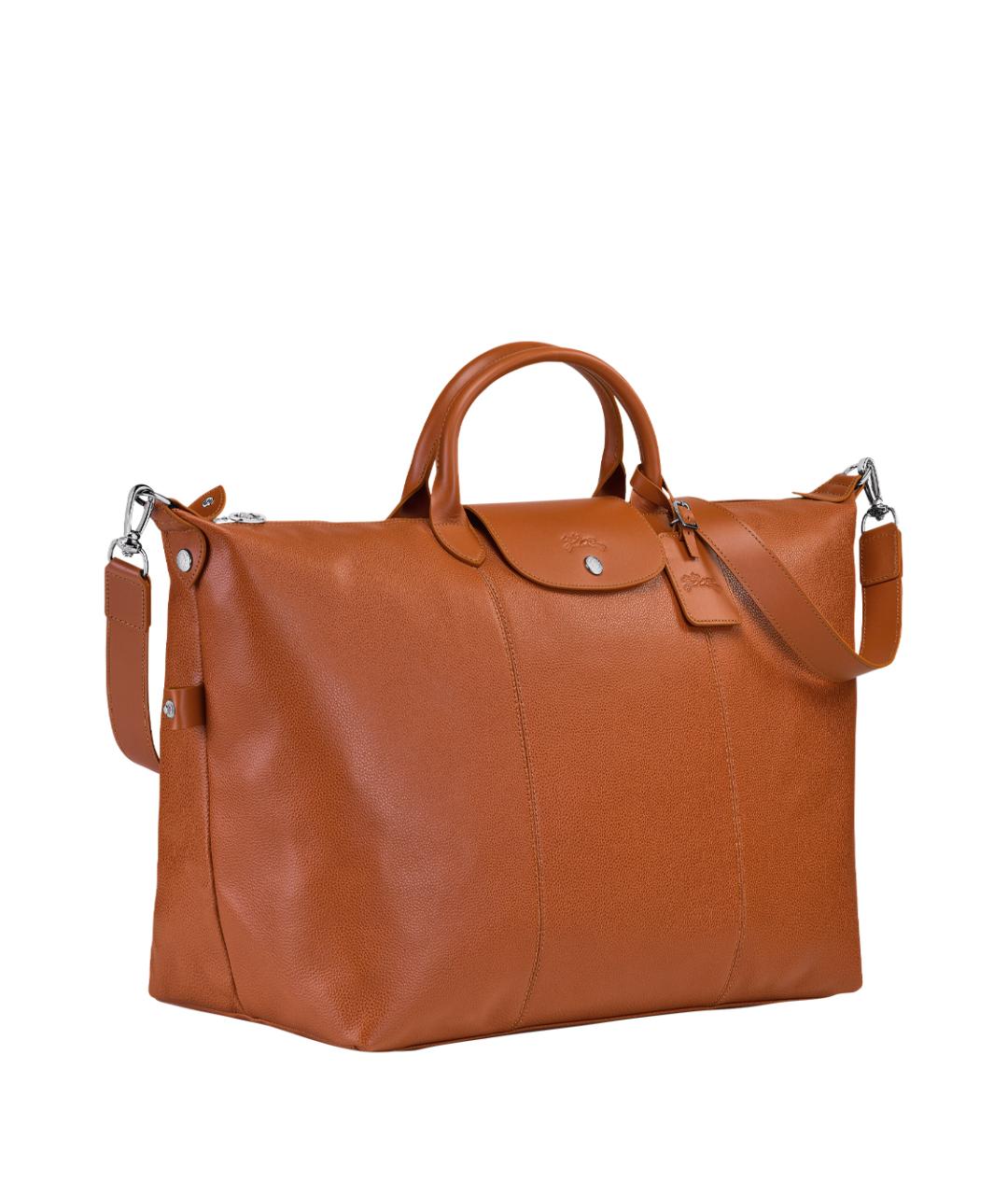 LONGCHAMP Коричневая кожаная дорожная/спортивная сумка, фото 3