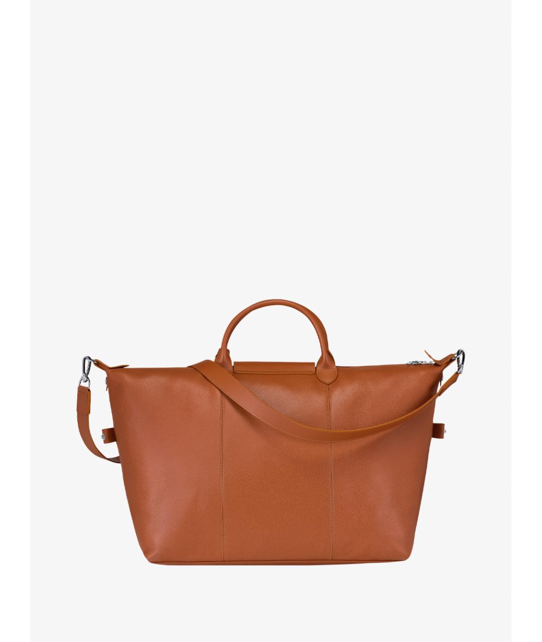 LONGCHAMP Коричневая кожаная дорожная/спортивная сумка, фото 2