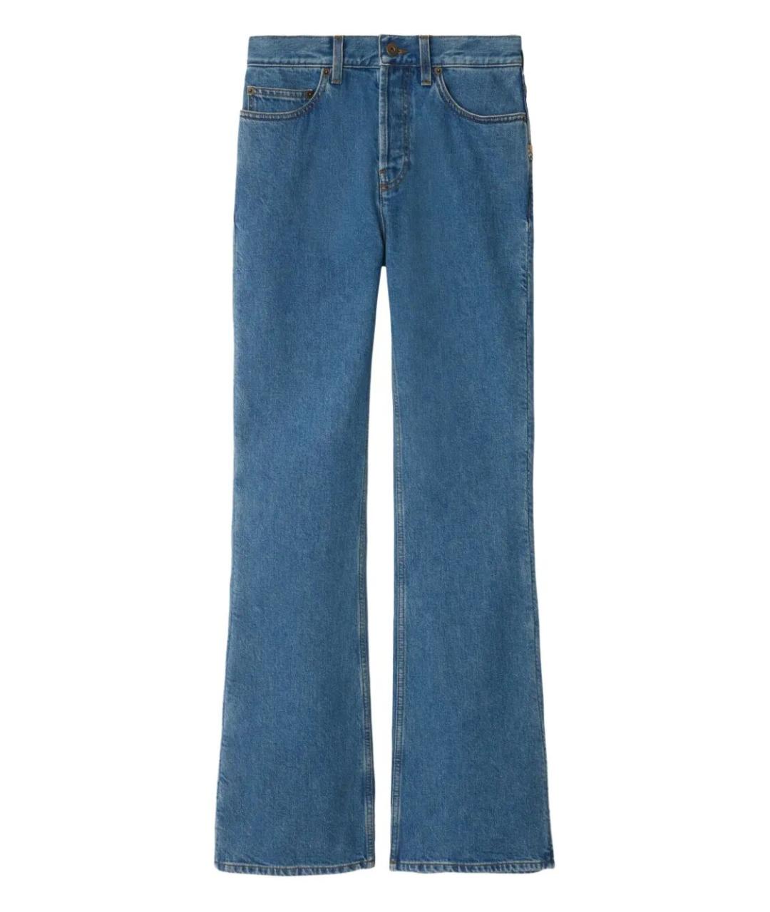 BURBERRY Синие хлопко-эластановые прямые джинсы, фото 1