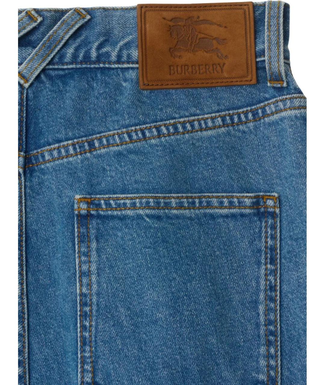 BURBERRY Синие хлопко-эластановые прямые джинсы, фото 2