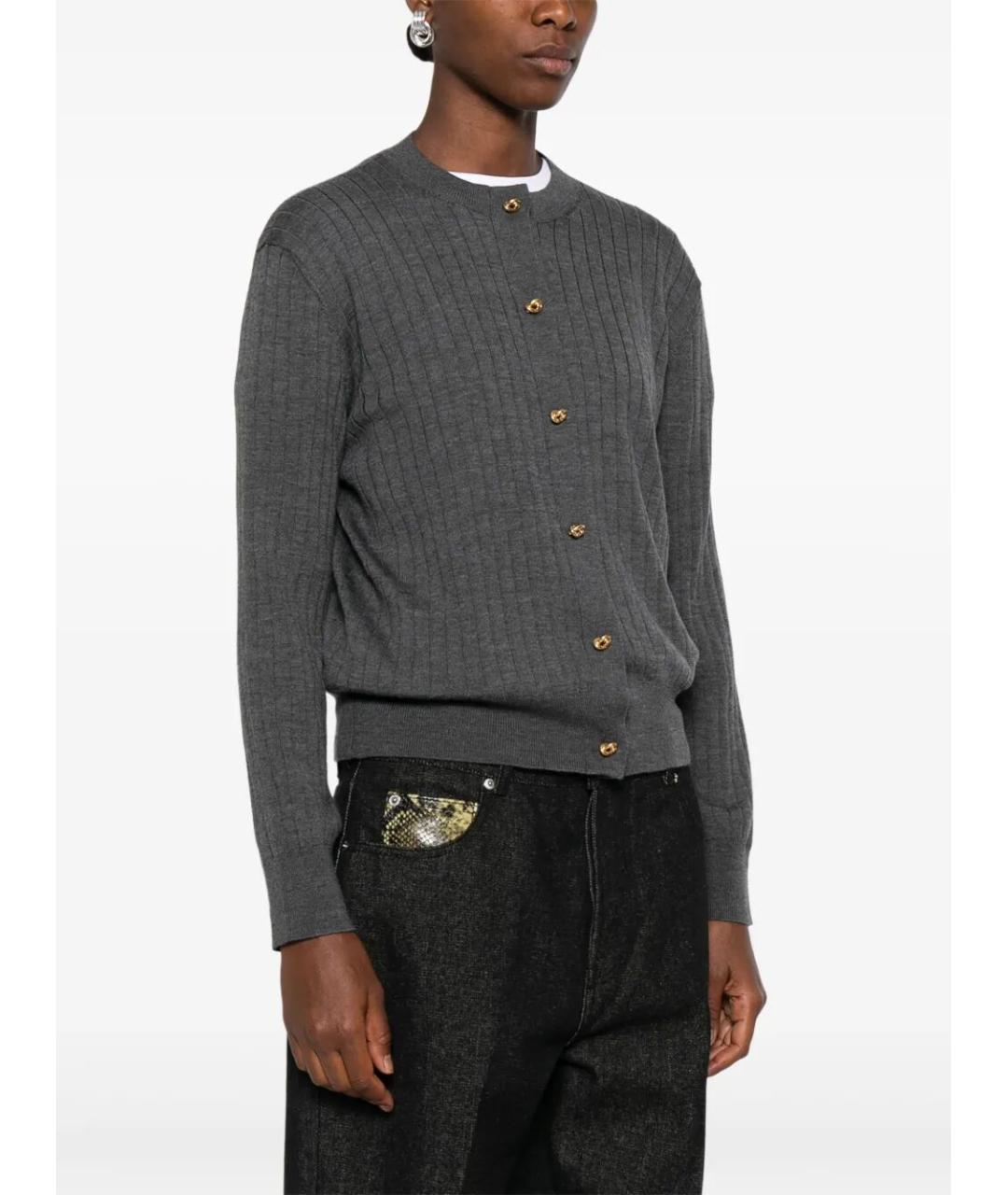 BOTTEGA VENETA Антрацитовый шерстяной кардиган, фото 3