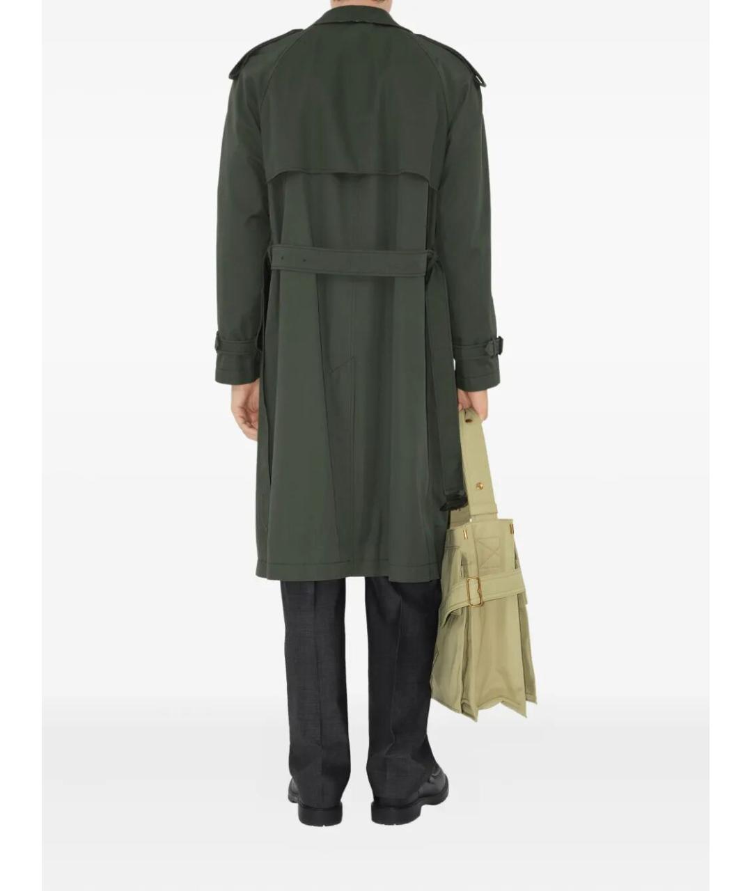 BURBERRY Зеленый хлопковый тренч / плащ, фото 3
