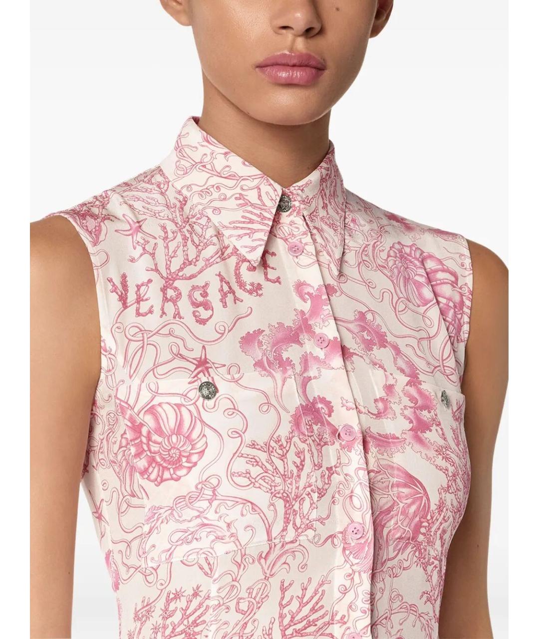 VERSACE Розовое шелковое повседневное платье, фото 5