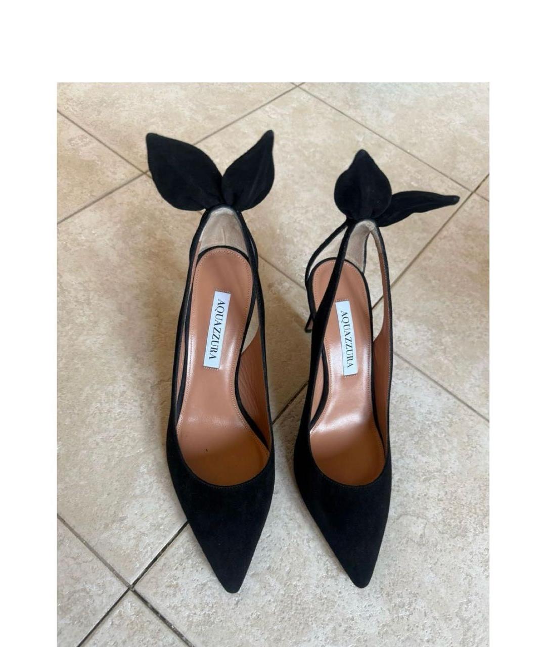 AQUAZZURA Черные бархатные туфли, фото 2