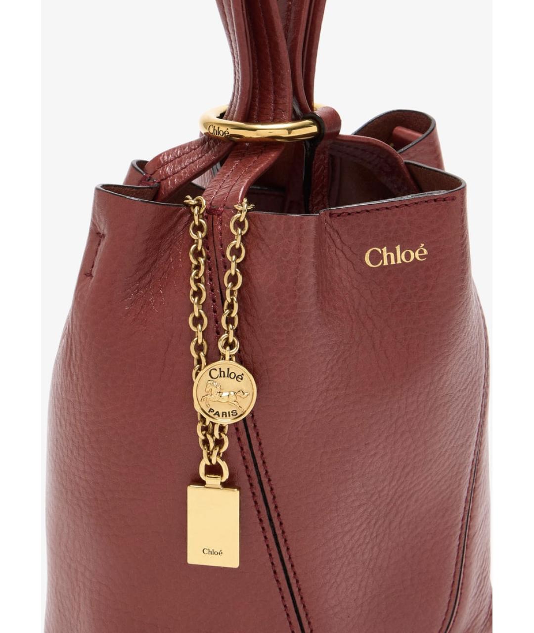 CHLOE Бордовая кожаная сумка тоут, фото 2