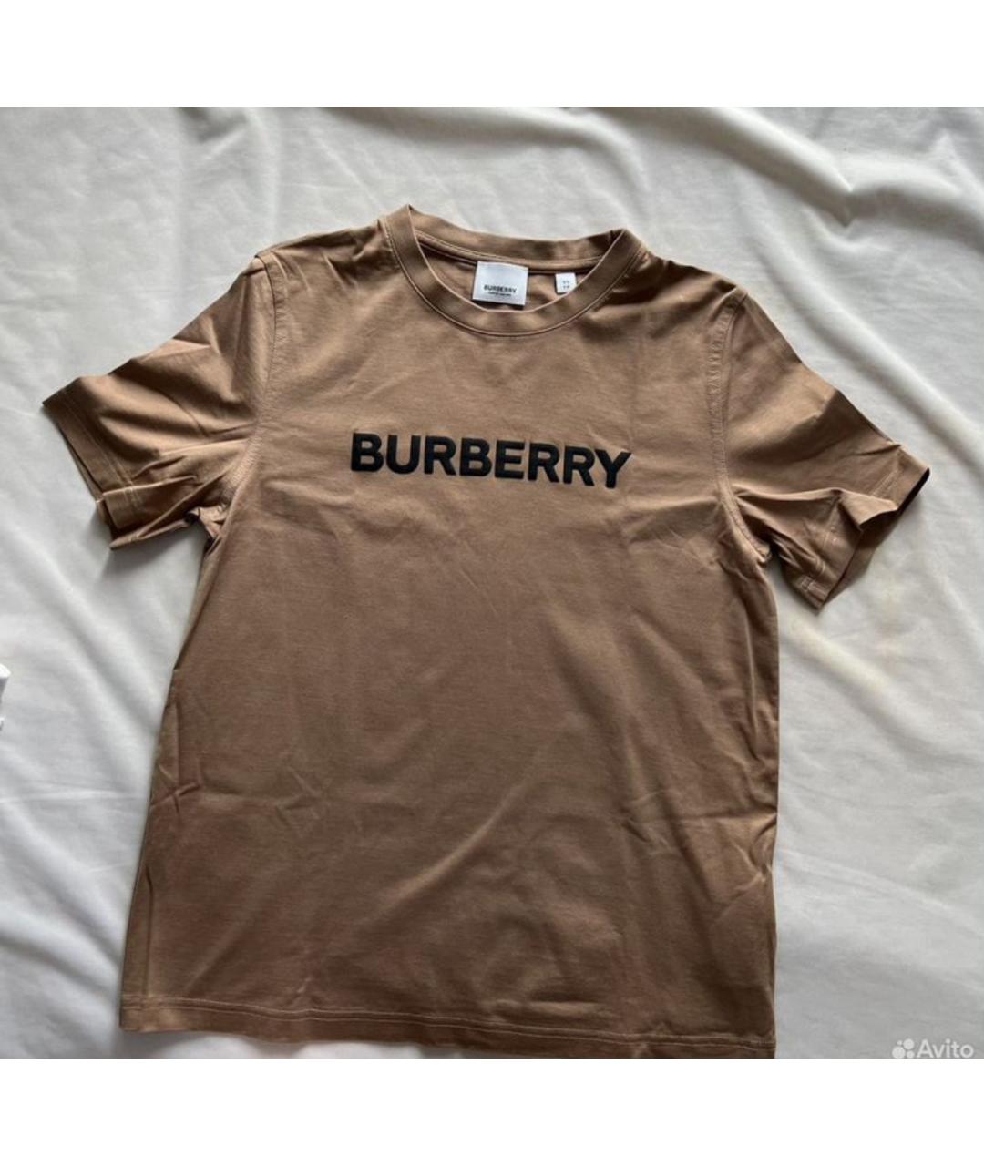 BURBERRY Бежевая хлопковая футболка, фото 2
