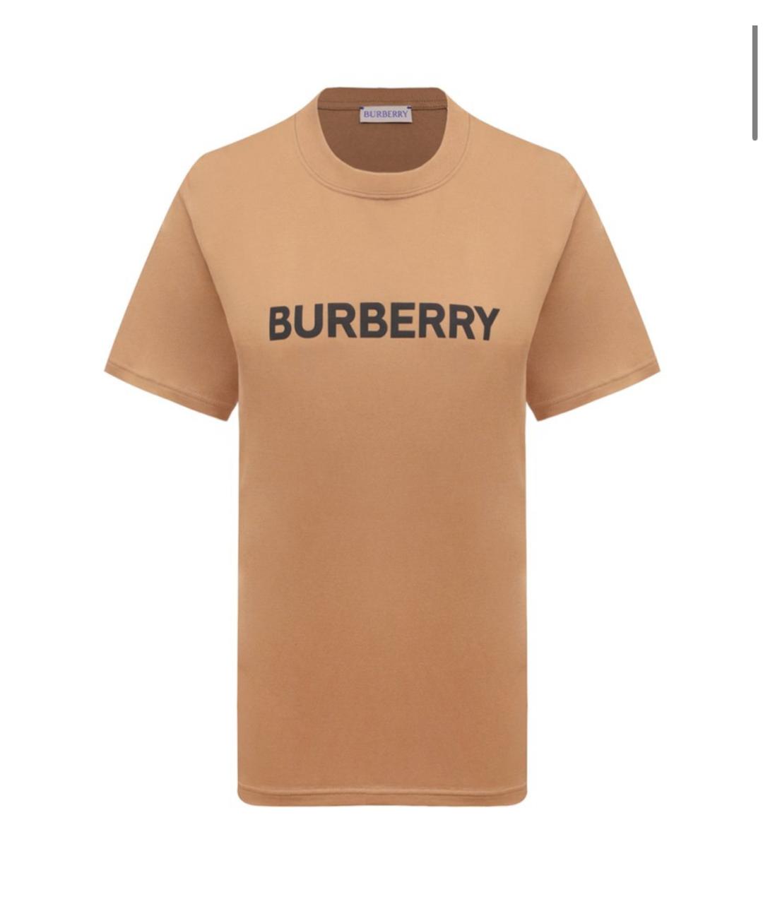 BURBERRY Бежевая хлопковая футболка, фото 3