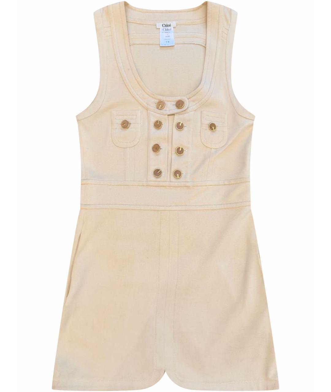 CHLOE Бежевое хлопковое повседневное платье, фото 1