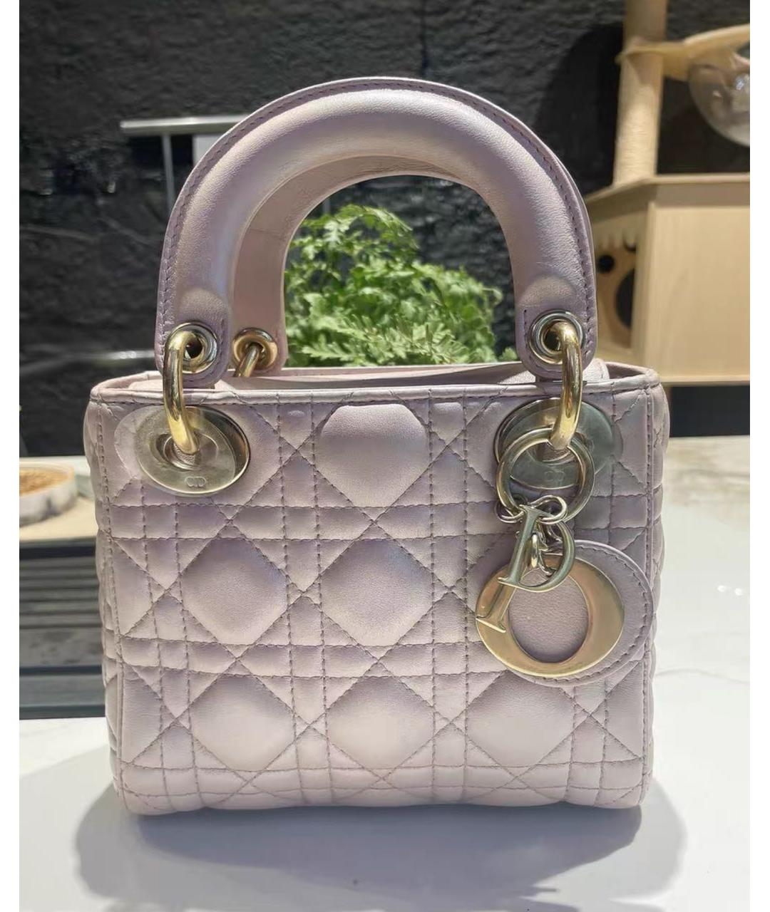 CHRISTIAN DIOR Розовая кожаная сумка с короткими ручками, фото 7