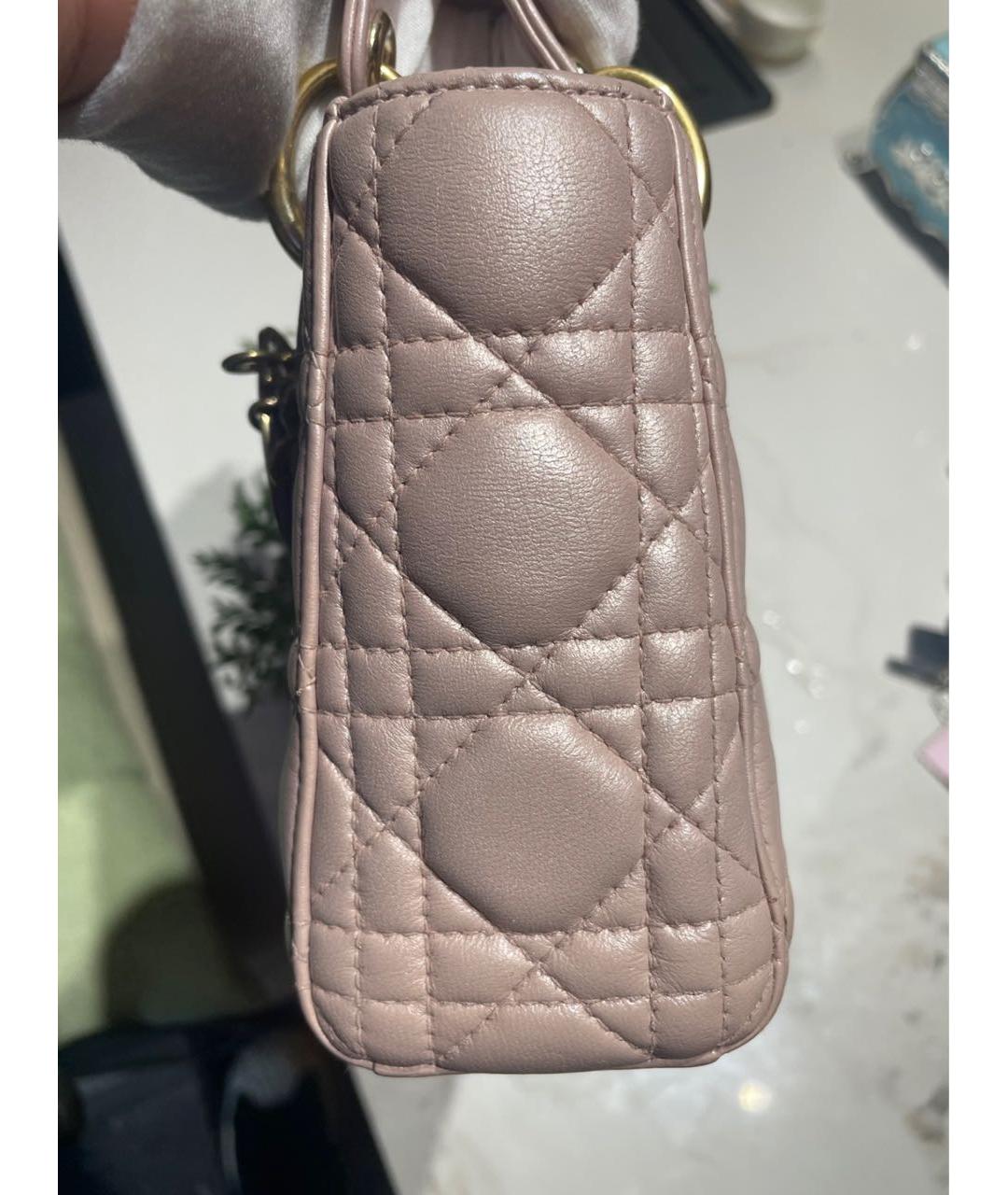 CHRISTIAN DIOR Розовая кожаная сумка с короткими ручками, фото 4