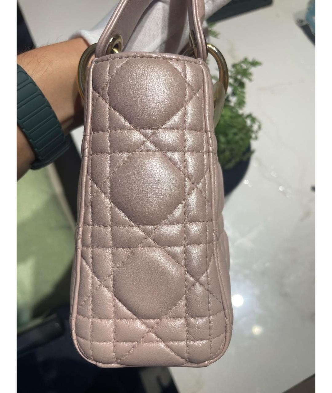 CHRISTIAN DIOR Розовая кожаная сумка с короткими ручками, фото 6