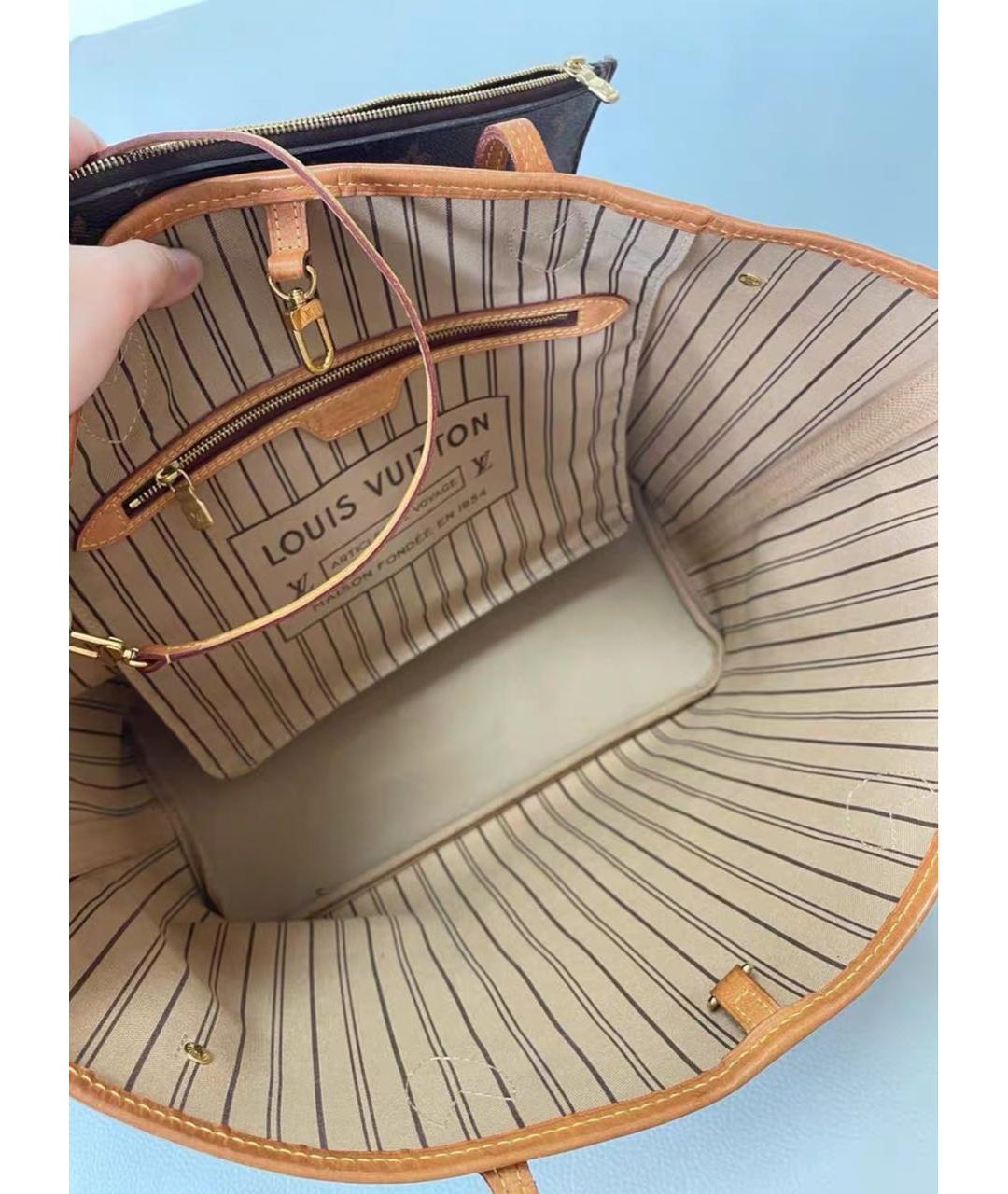 LOUIS VUITTON Коричневая кожаная сумка тоут, фото 4