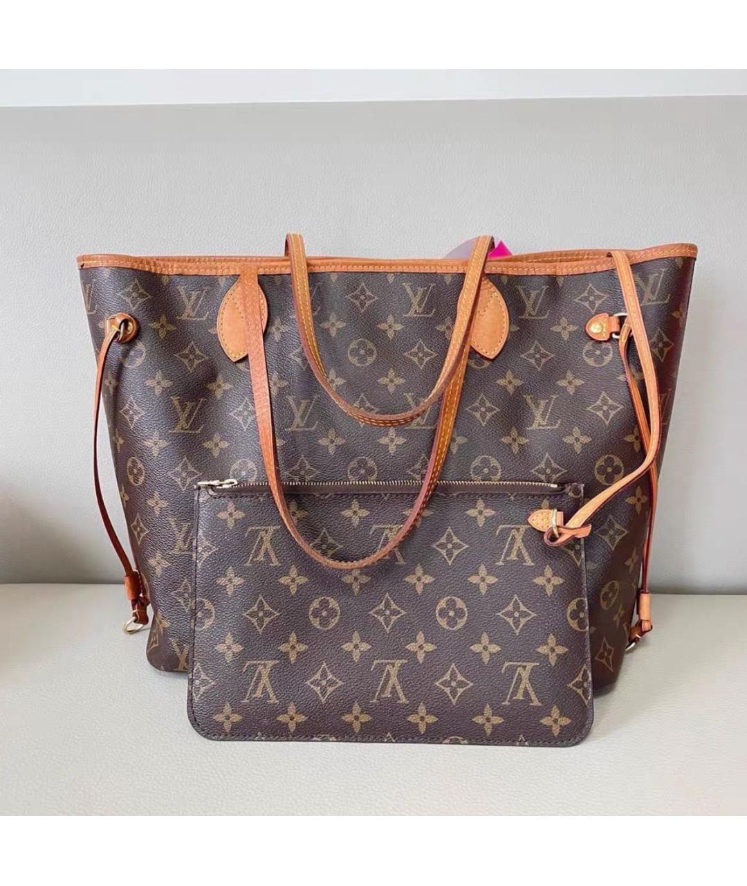 LOUIS VUITTON Коричневая кожаная сумка тоут, фото 8