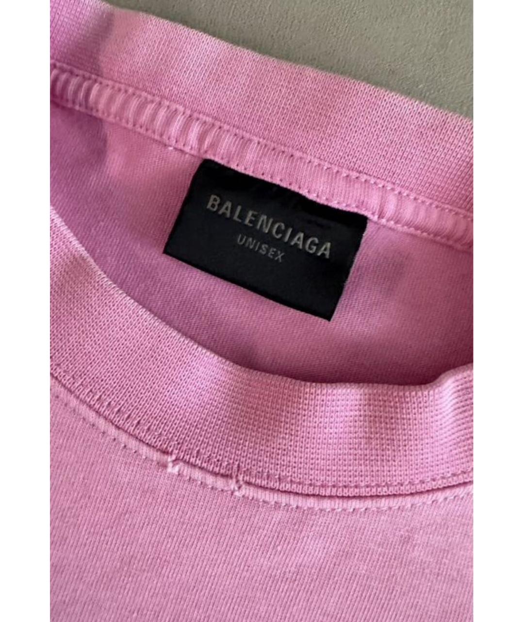 BALENCIAGA Розовая хлопковая футболка, фото 5