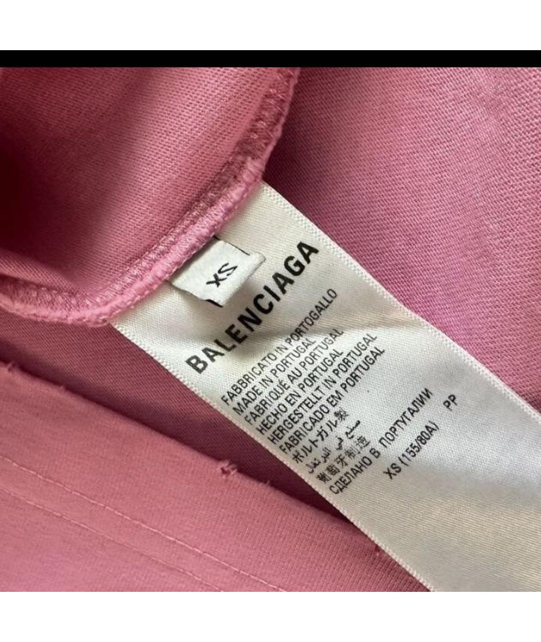 BALENCIAGA Розовая хлопковая футболка, фото 6