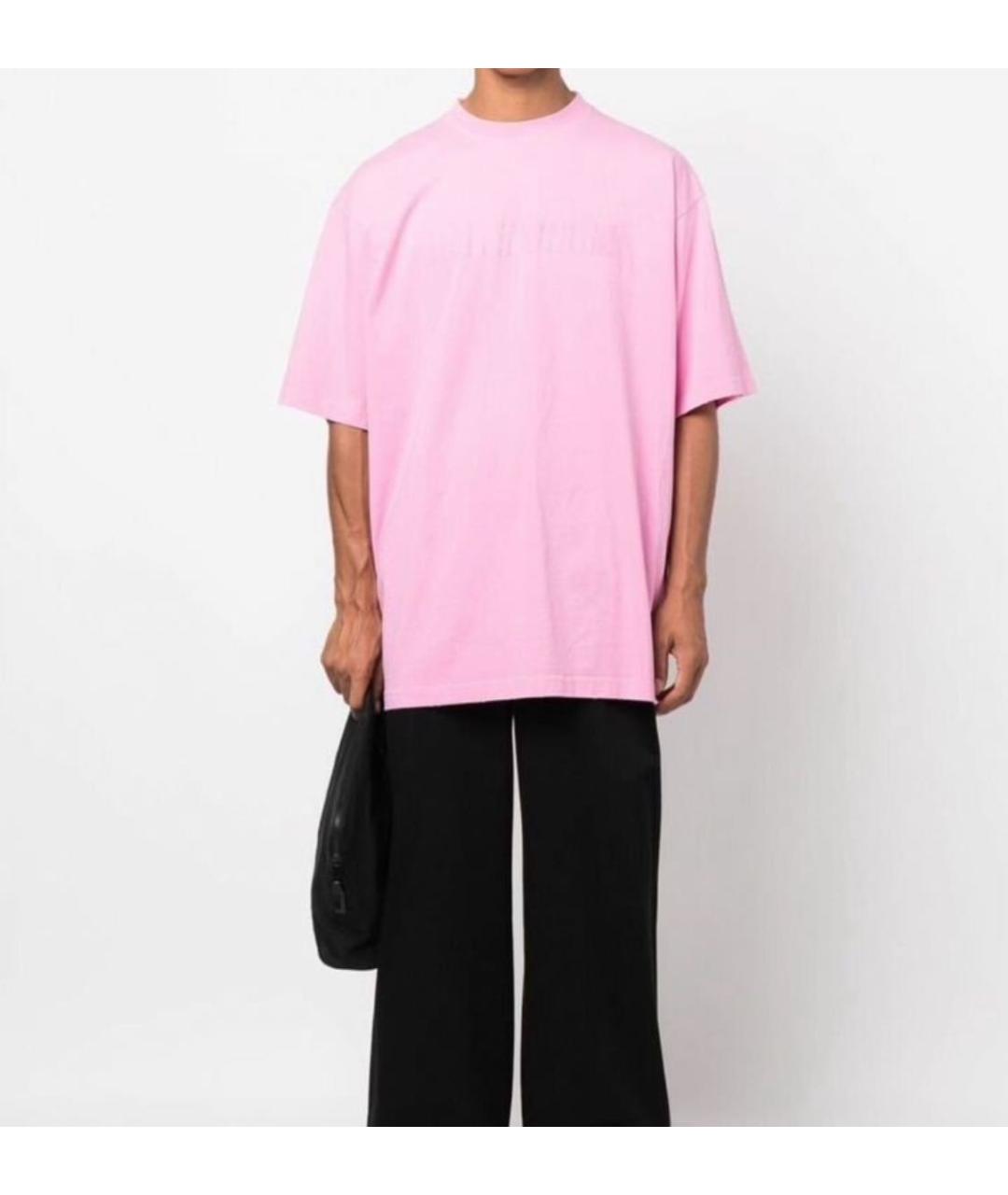 BALENCIAGA Розовая хлопковая футболка, фото 2