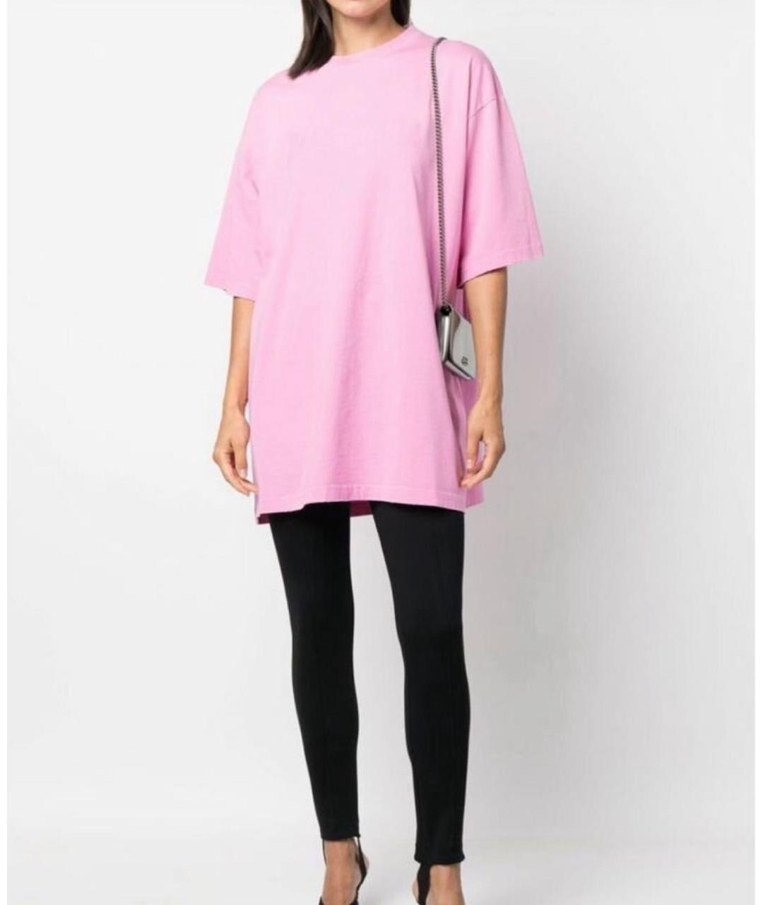 BALENCIAGA Розовая хлопковая футболка, фото 3