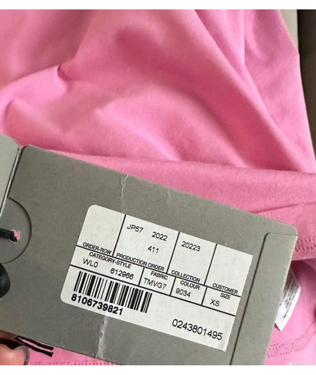 BALENCIAGA Розовая хлопковая футболка, фото 8