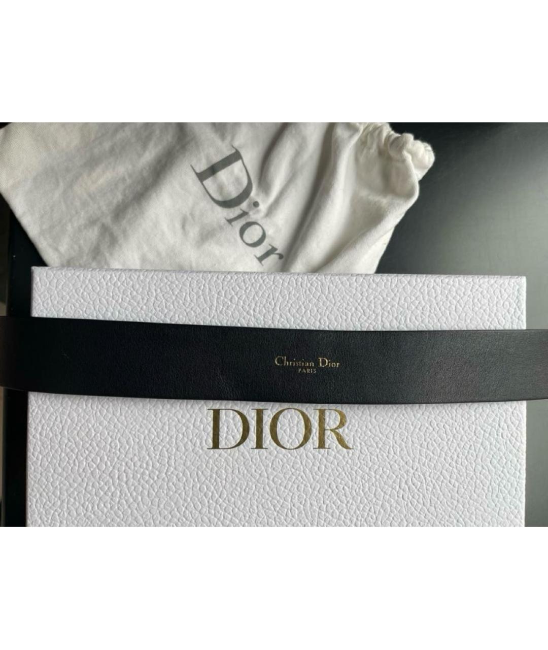 CHRISTIAN DIOR Черный кожаный ремень, фото 3