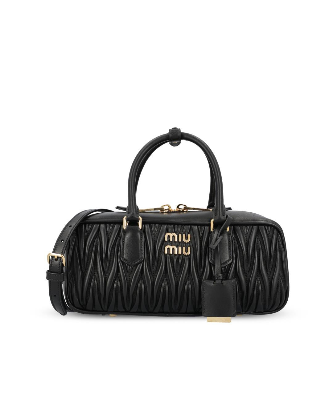 MIU MIU Черная кожаная сумка с короткими ручками, фото 5