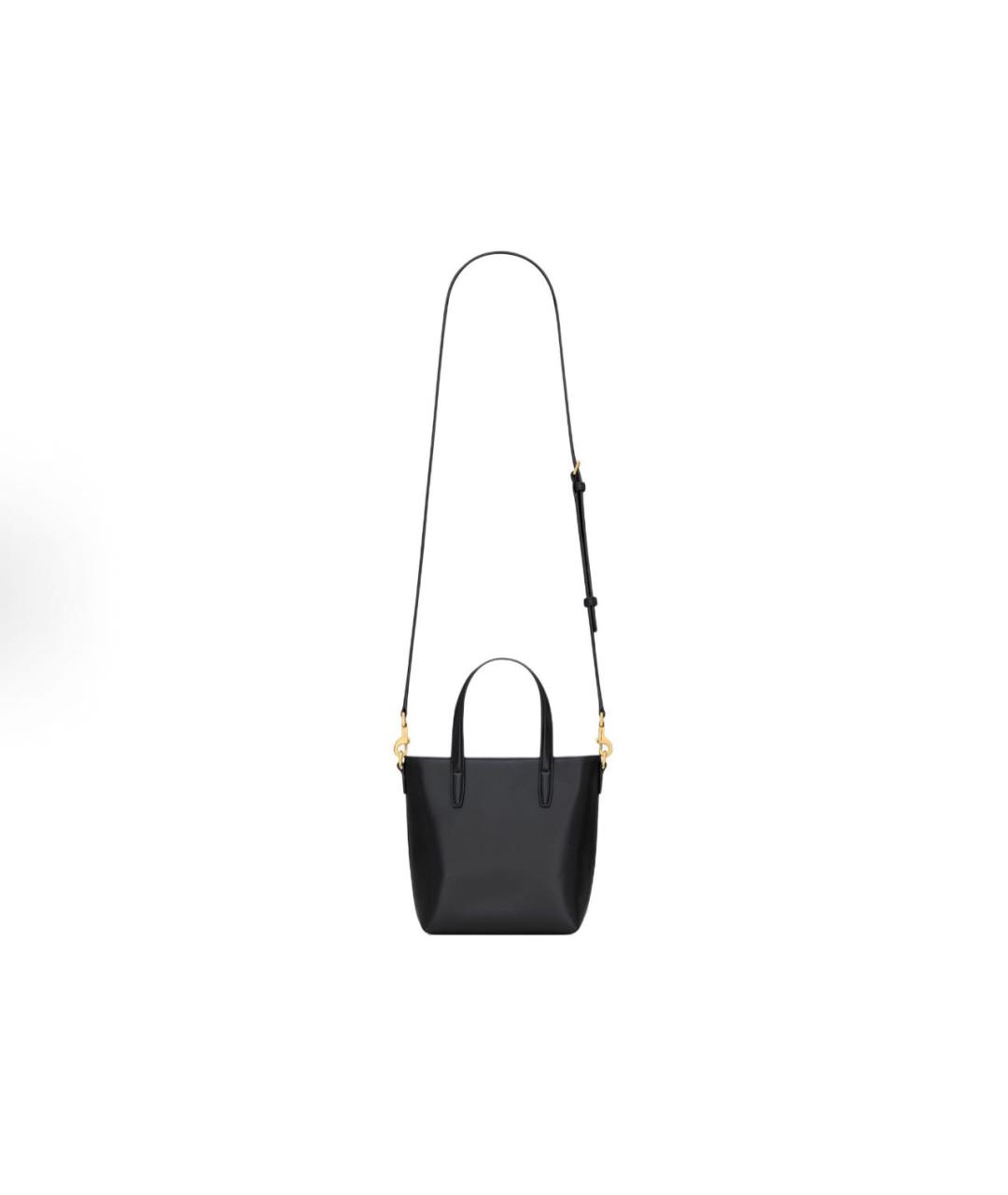 SAINT LAURENT Черная кожаная сумка тоут, фото 5