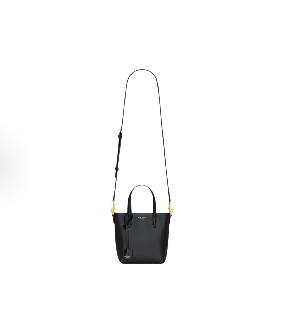 SAINT LAURENT Черная кожаная сумка тоут, фото 2