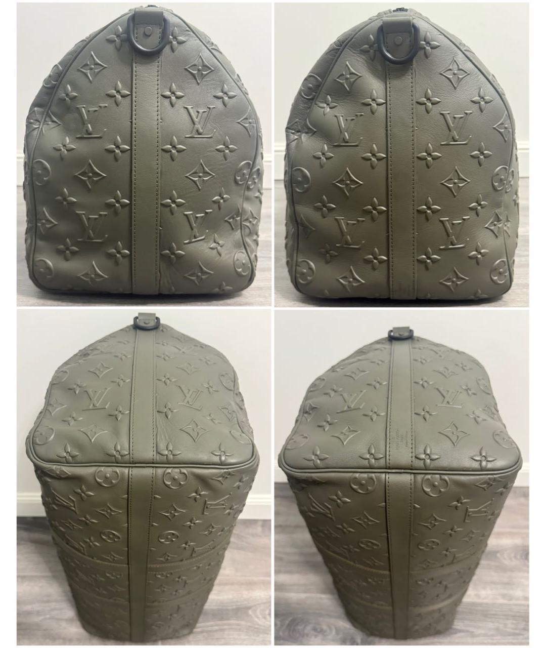 LOUIS VUITTON Хаки кожаная дорожная/спортивная сумка, фото 4