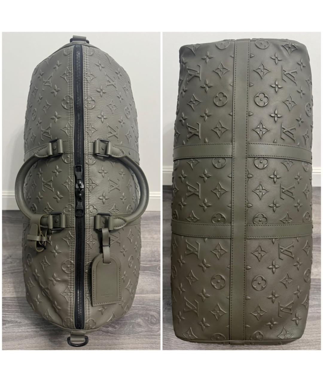 LOUIS VUITTON Хаки кожаная дорожная/спортивная сумка, фото 3