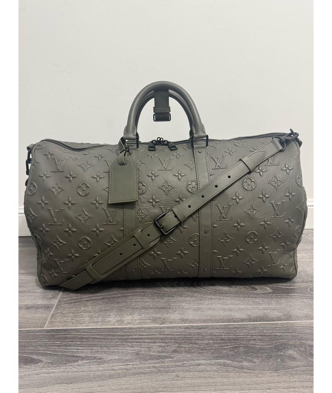 LOUIS VUITTON Хаки кожаная дорожная/спортивная сумка, фото 9